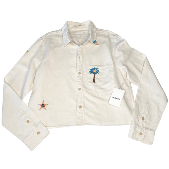 new Mother ✦ Frenchie Fray Super Lover ✦ Patchwork Button Down Shirt ✦ Natural - Picture 6 of 15